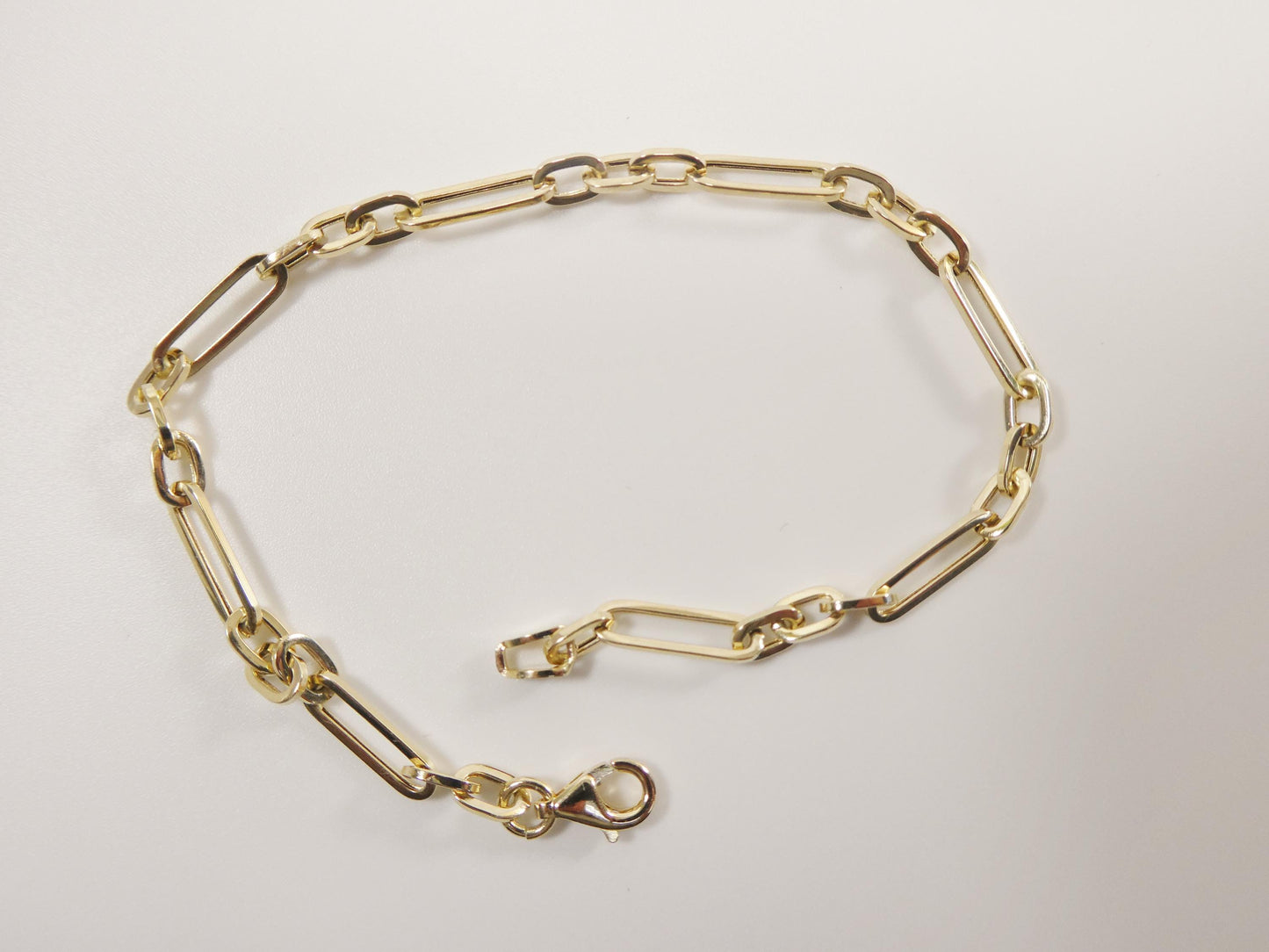 real 14k solid yellow gold design paperclip 6.5/ 7/ inch bracelet