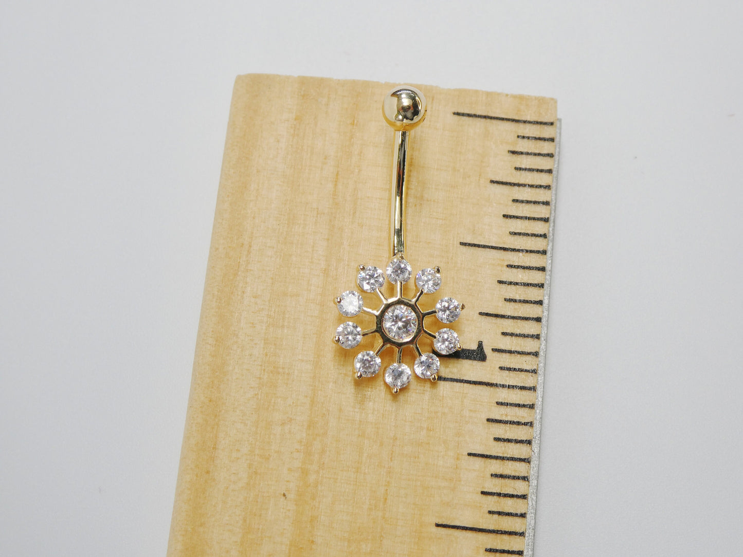 14k real solid yellow gold sun belly ring