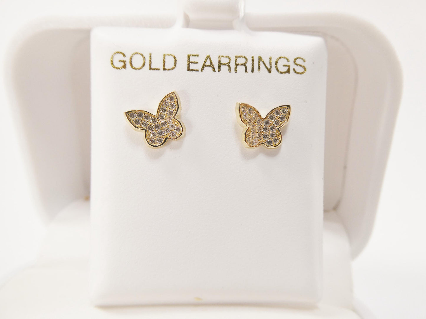 10k real solid gold butterfly push post earrings