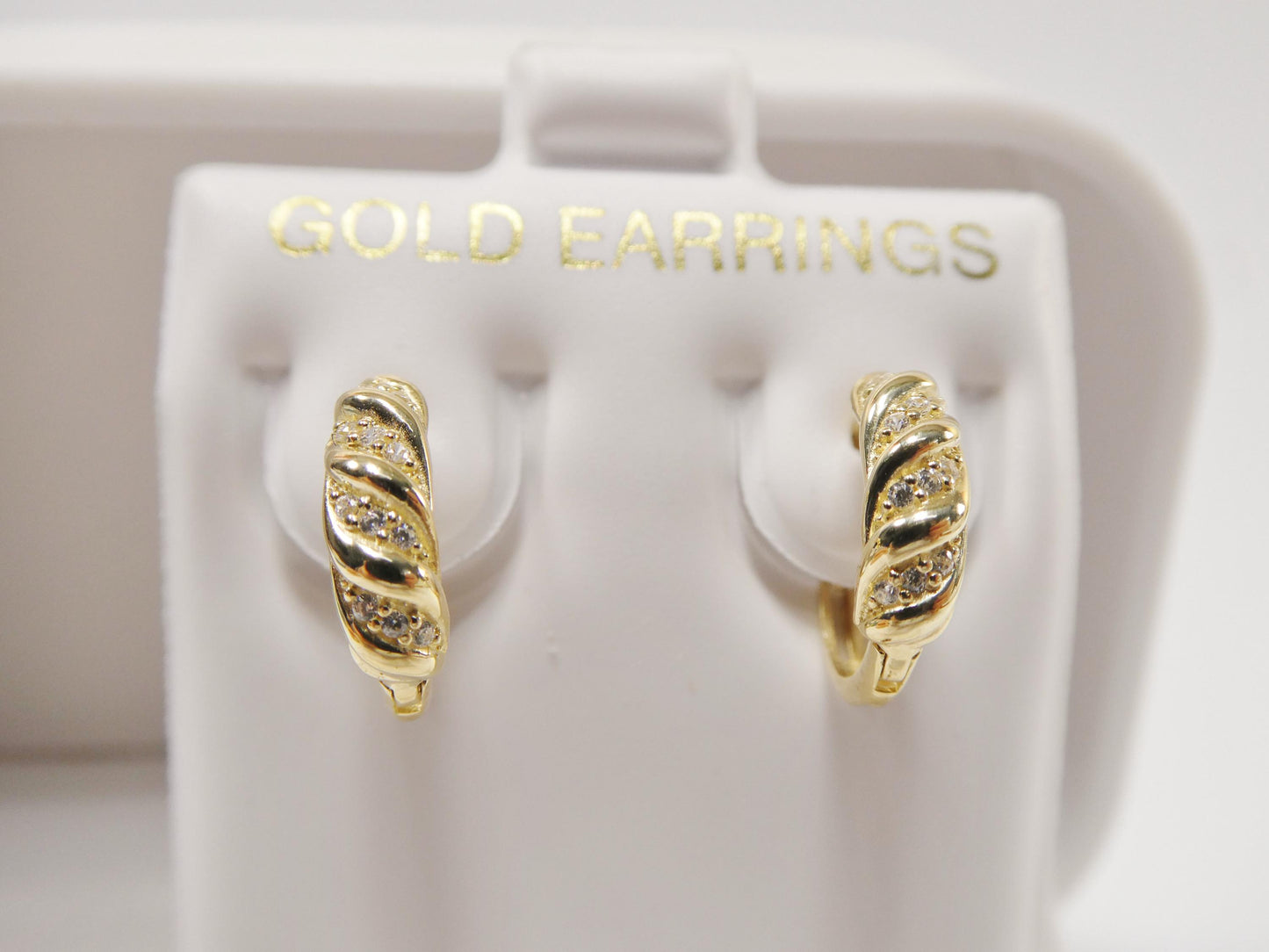 real 10k solid yellow gold designer hoop huggie earrings