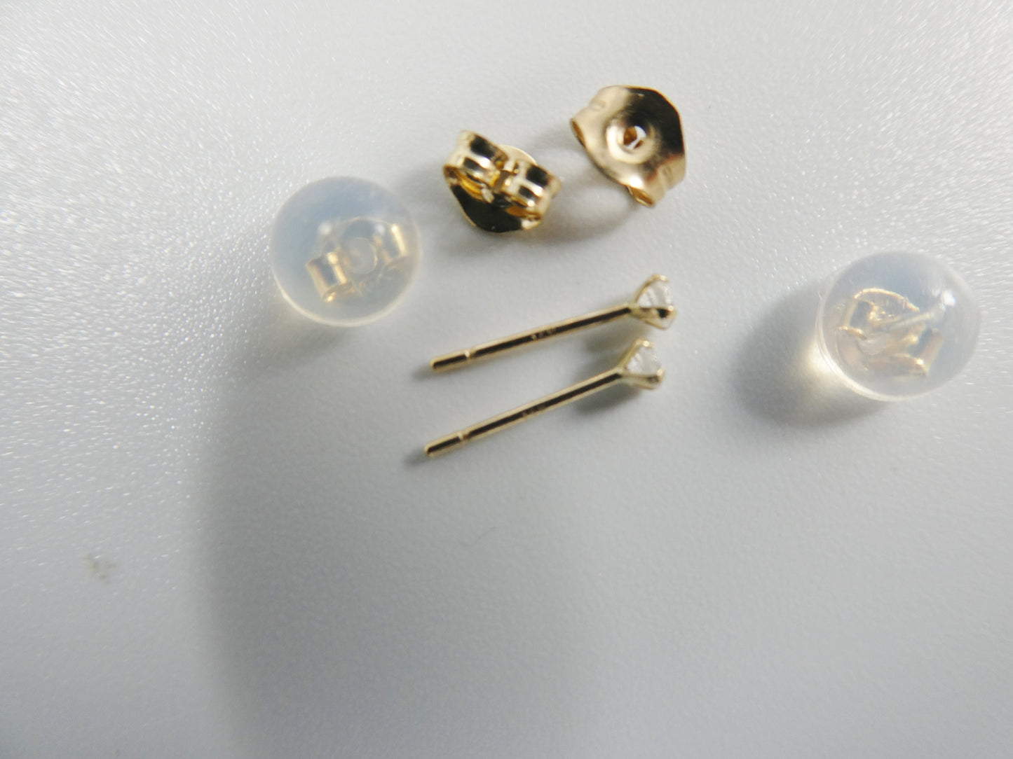 14k real solid yellow gold push post pair nose earring
