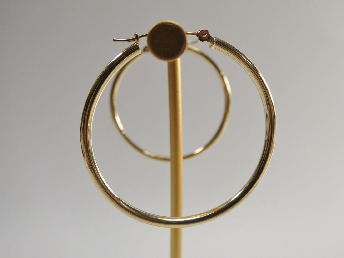 14K Solid Yellow Gold Hoop Earrings, 35mm