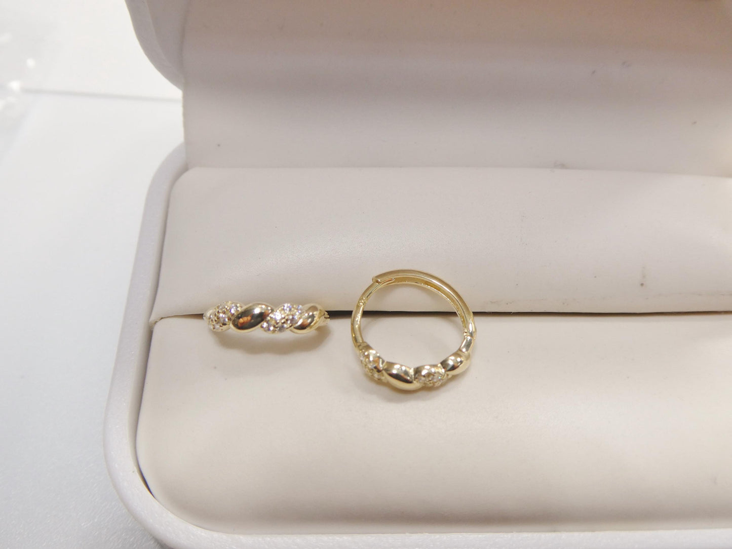 real 10k solid yellow gold designer hoop huggie earrings