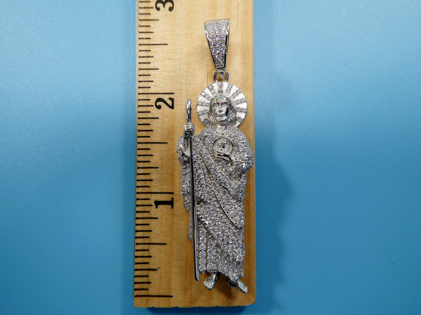 real solid 925 sterling silver large saint Jude pendent