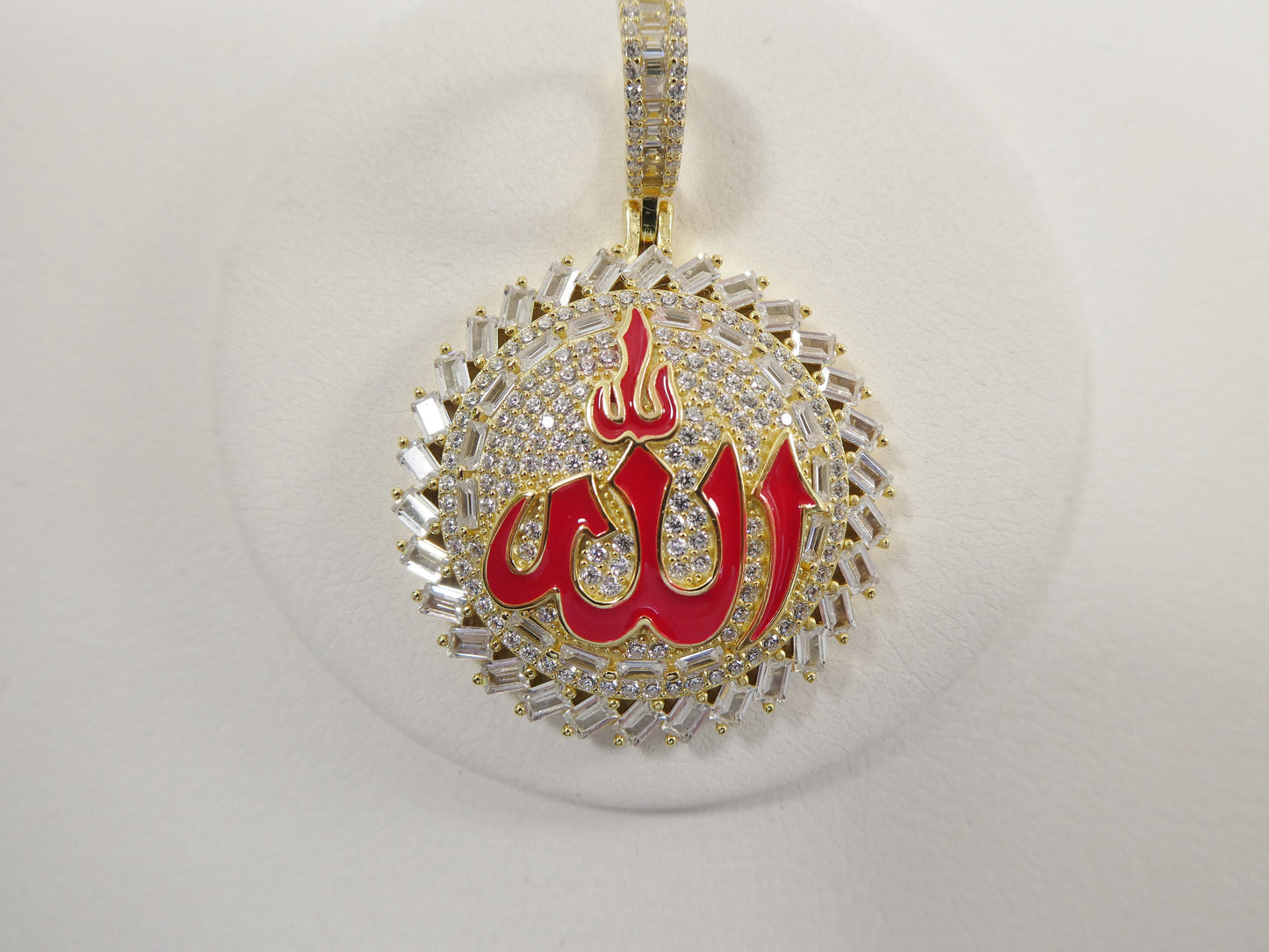 real 925 sterling silver large Muslim Allah pendent full ice stone charm