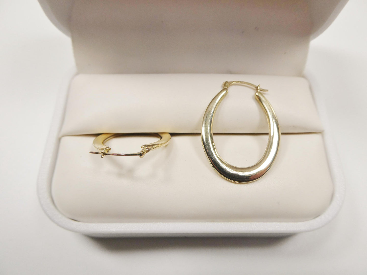 10k real solid yellow gold classic design polish hoop earrings