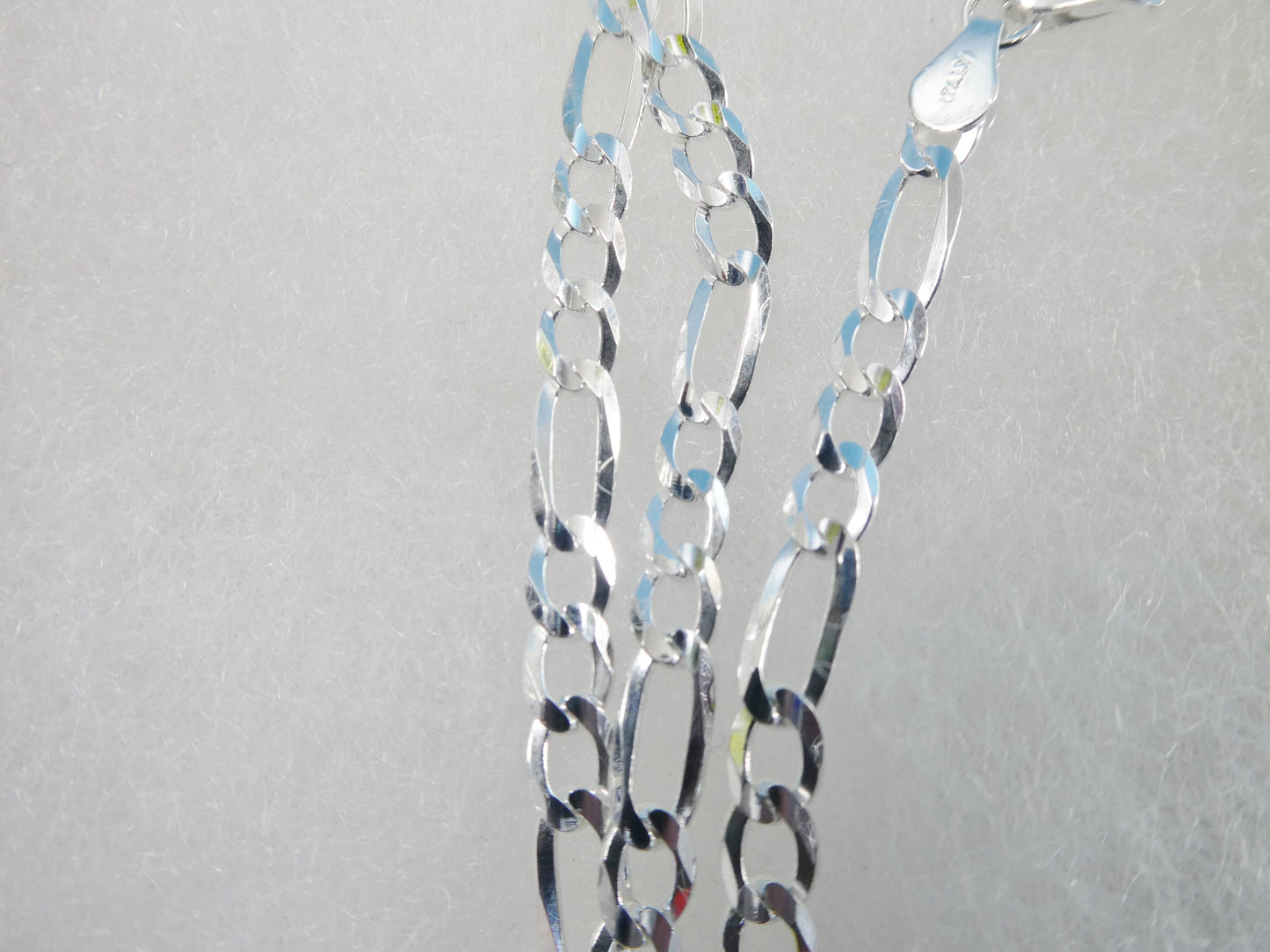 real 925 sterling silver 4.5mm Italian concave figaro solid chain lobster lock clasp