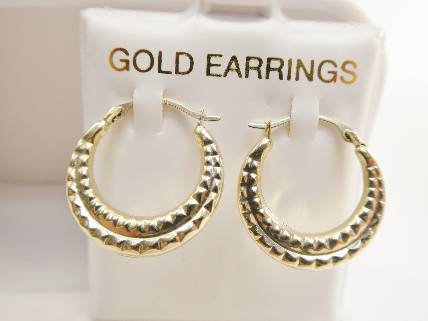 10k real solid yellow gold 18MM classic design hoop earrings