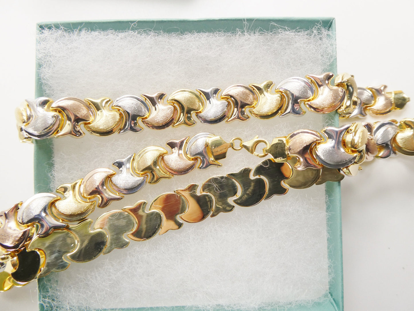 real 925 sterling silver tri color large mushroom set necklace and bracelet