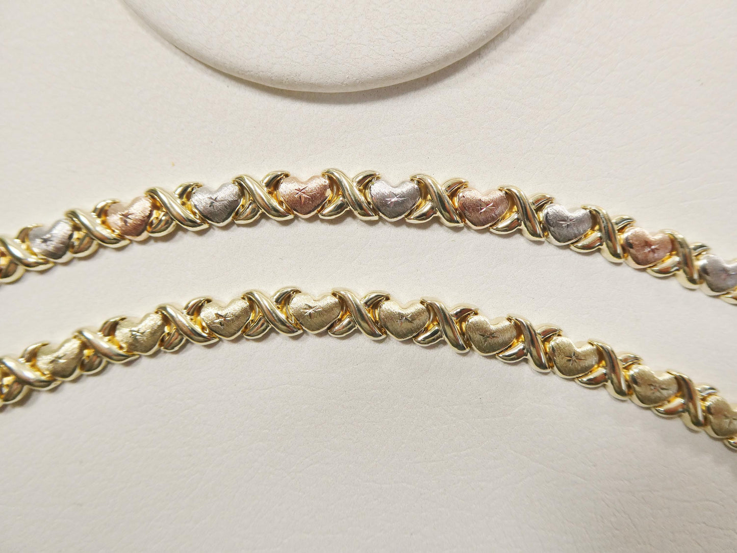 real 10k solid yellow gold 6 inch children/women xo heart bracelet