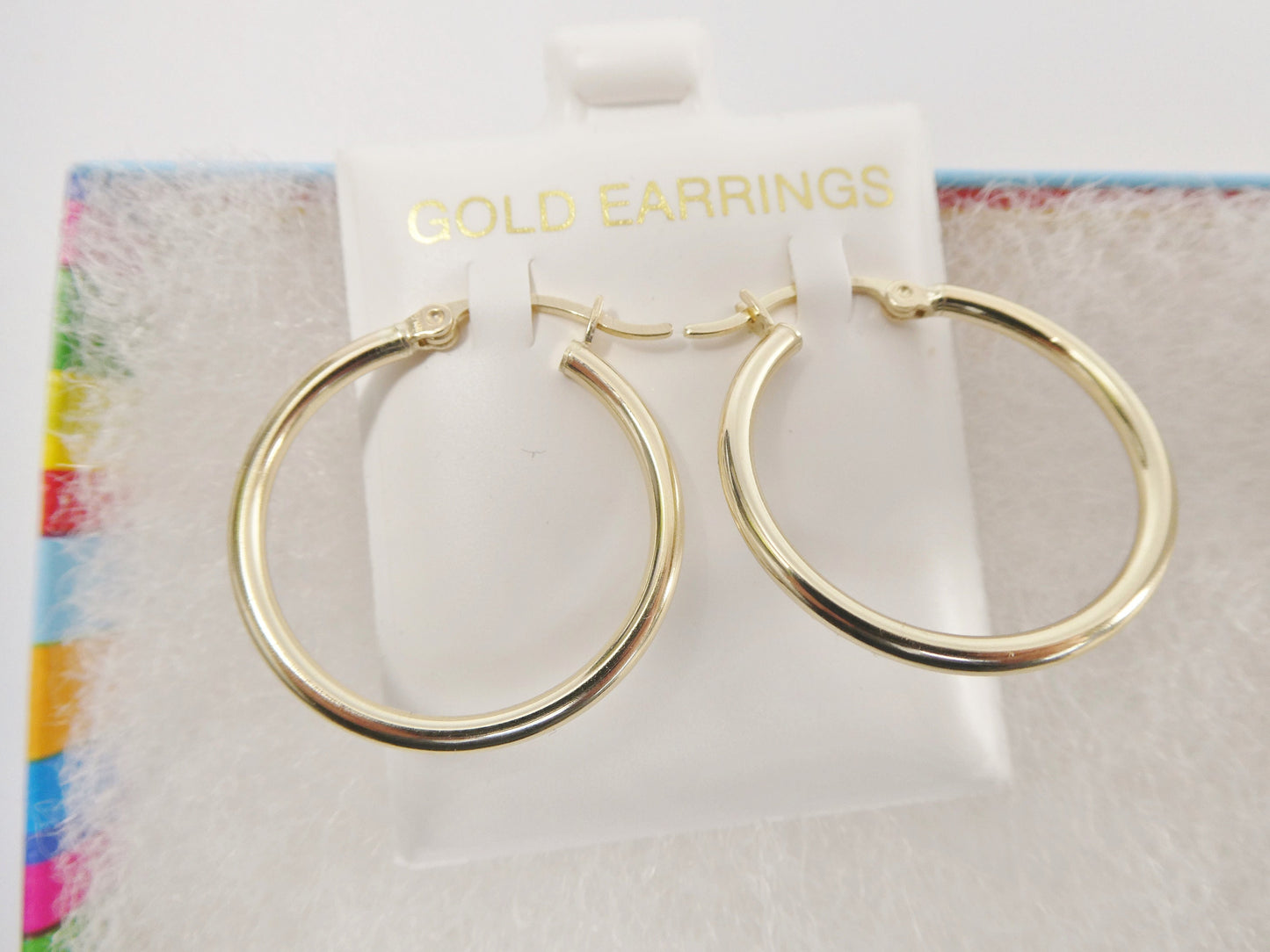 real 10k solid yellow gold plain high polish 25mm hoop earrings