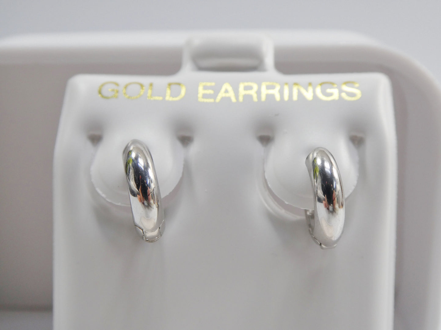 real 10k solid yellow gold 10.5mm small plain high polish finish hoop huggie earring