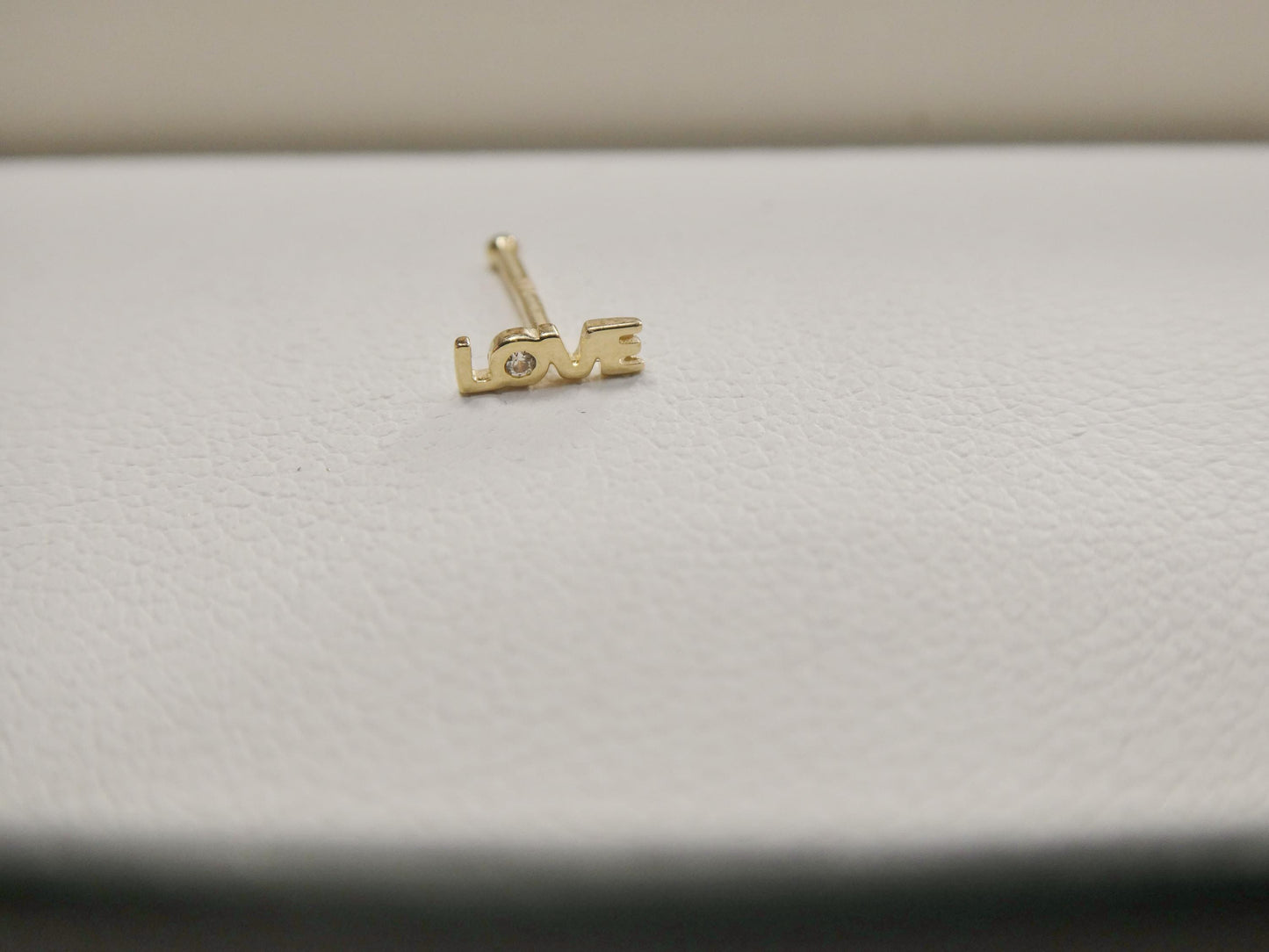 14k real solid yellow gold love letters stud nose ring
