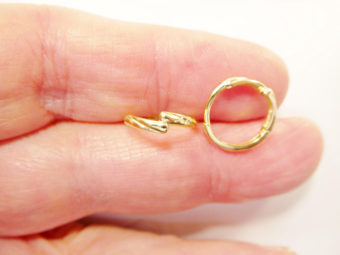 real 10k solid yellow gold designer hoop huggie earrings