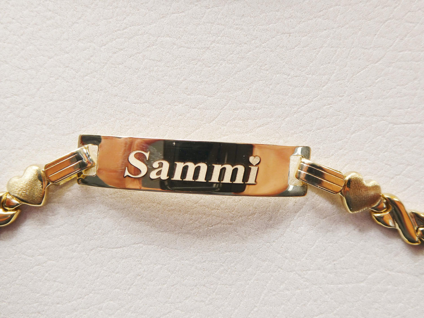 10k real solid yellow gold 6 inch heart baby ID bracelet