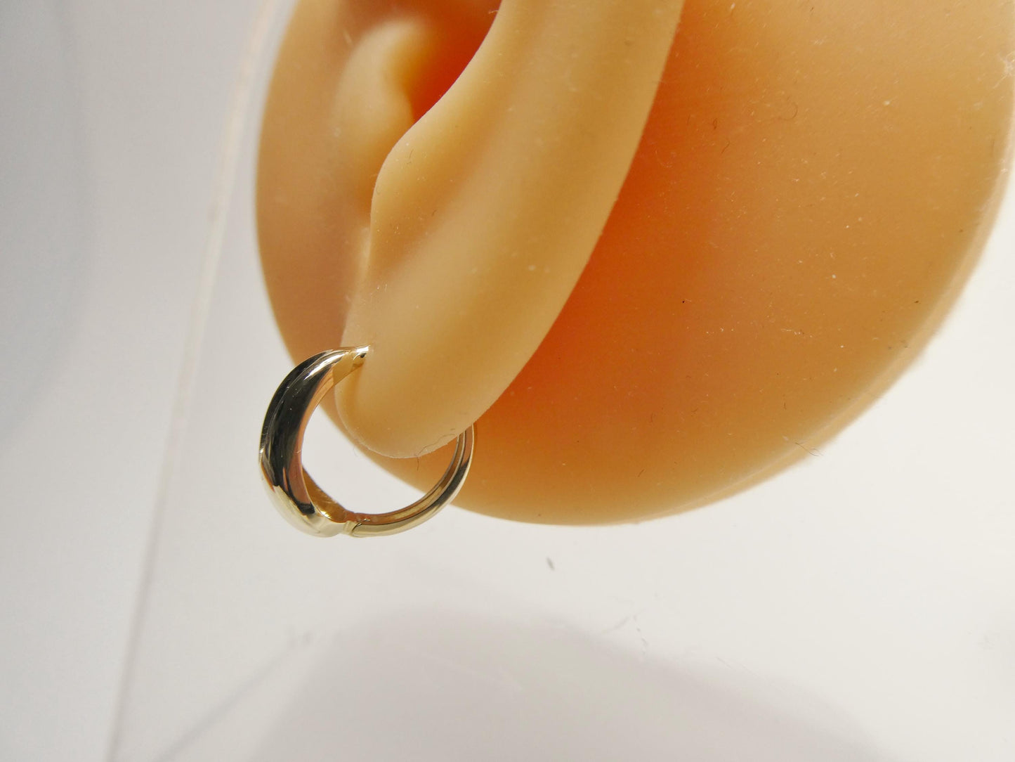 real 10k solid yellow gold designer polish hoop huggie earrings