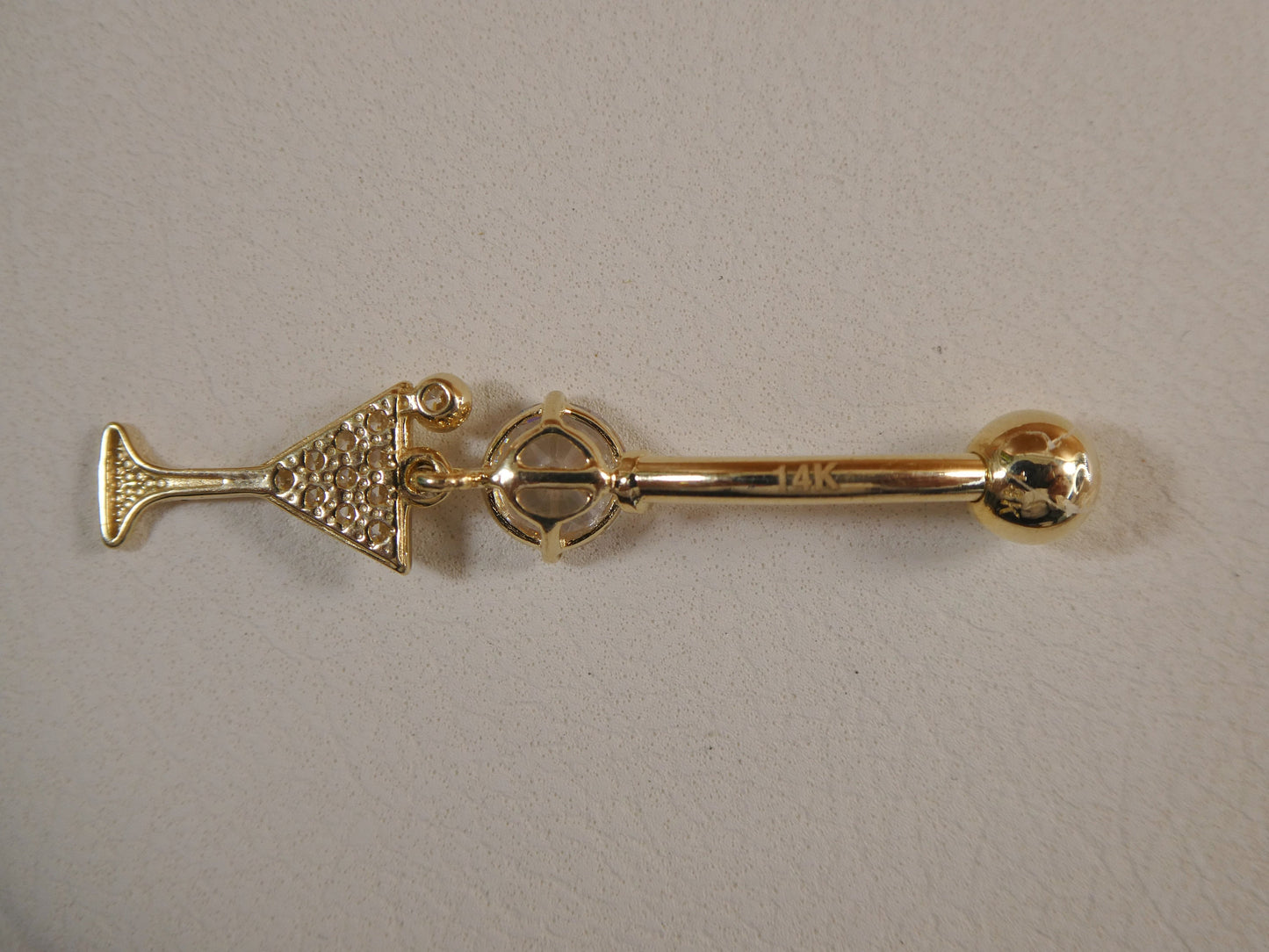 14k real solid yellow gold wine cup belly button ring piercing