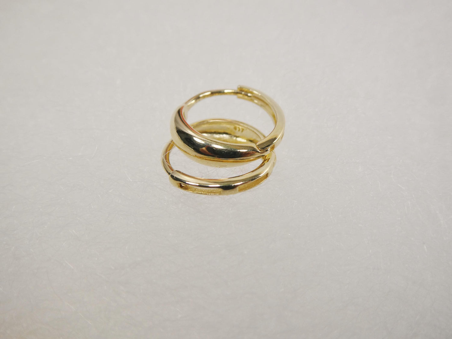 real 10k solid yellow gold designer polish hoop huggie earrings