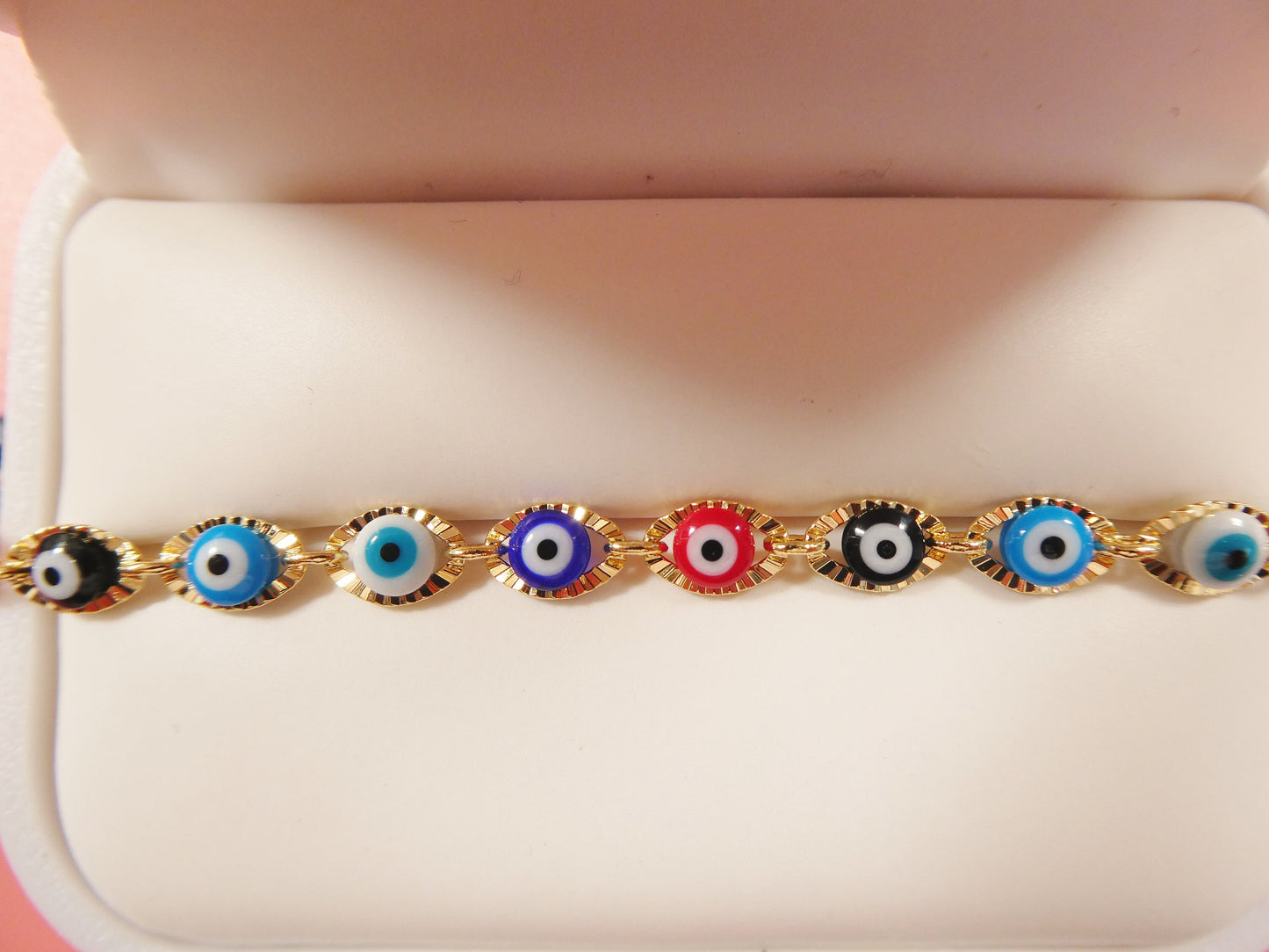 5.5 inch 18k gold filled multi color EVIL EYE baby bracelet