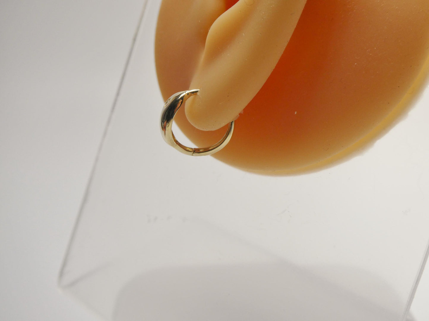 real 10k solid yellow gold designer polish hoop huggie earrings