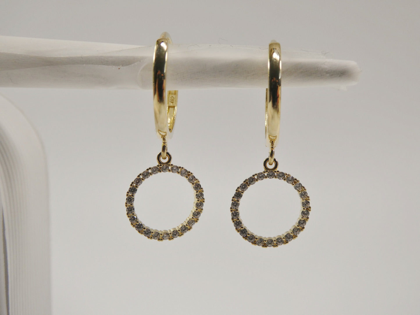 10k real solid yellow gold circle drop huggie earrings