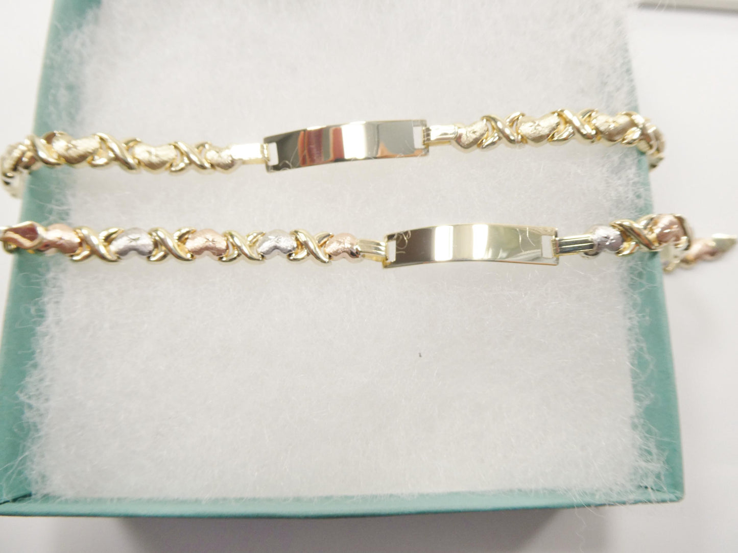 10k real solid yellow gold 6 inch heart baby ID bracelet