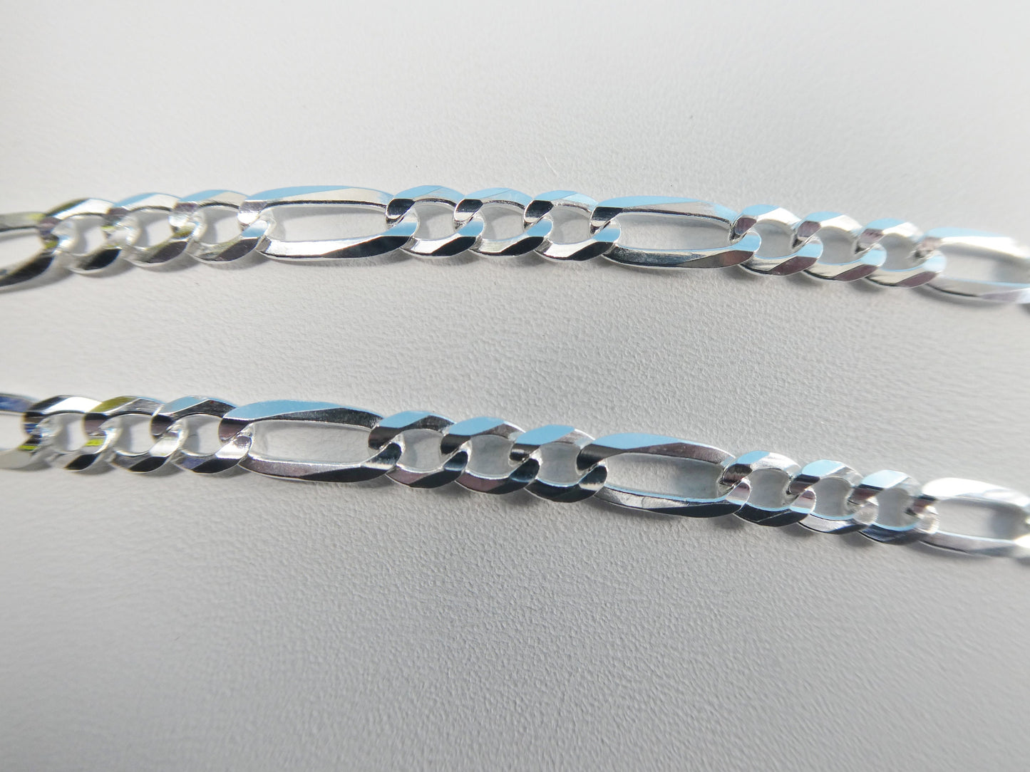 real 925 sterling silver 4mm Italian concave figaro solid chain lobster lock clasp