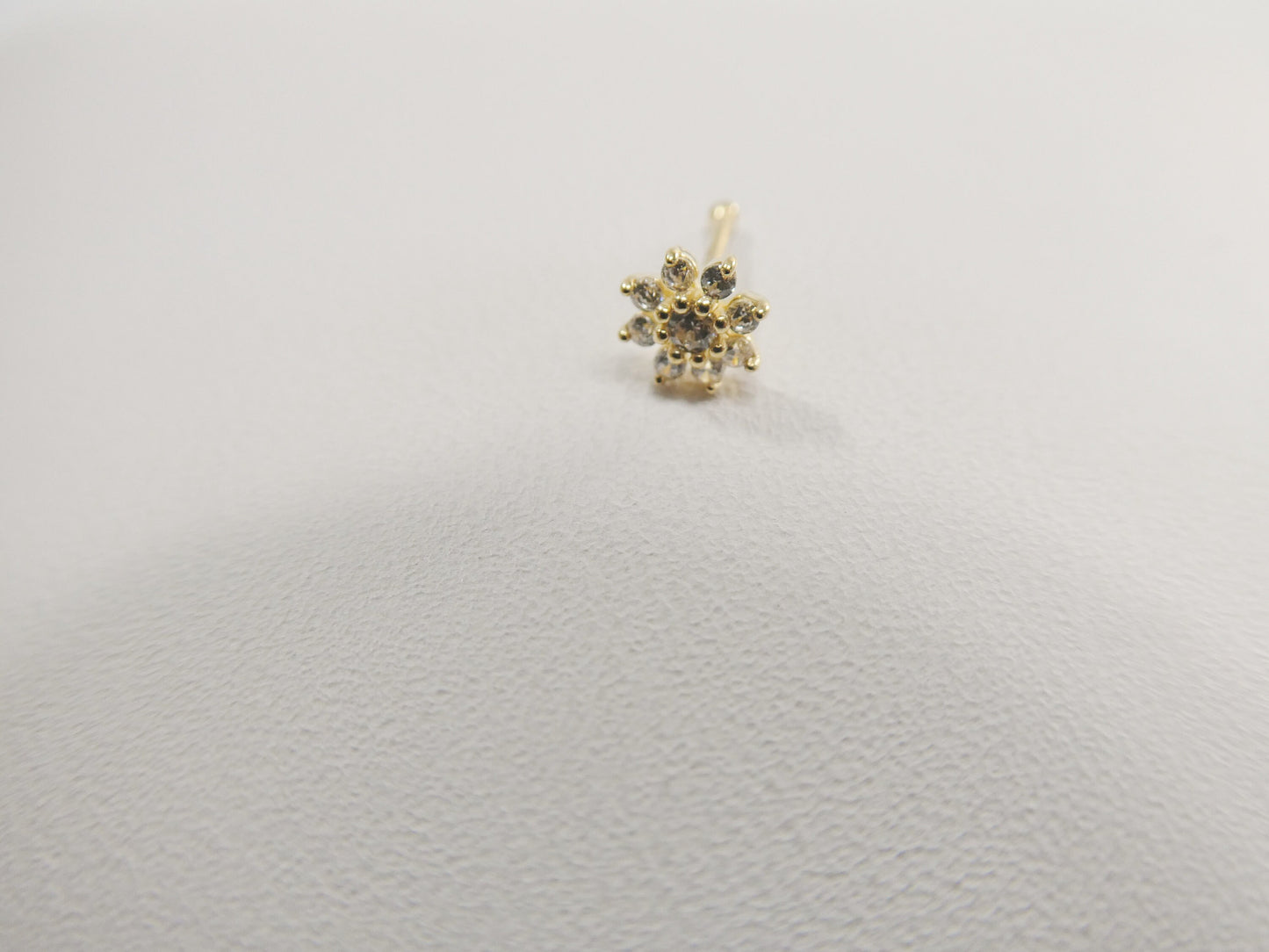 14k real solid yellow gold full stone setting flower stud nose ring