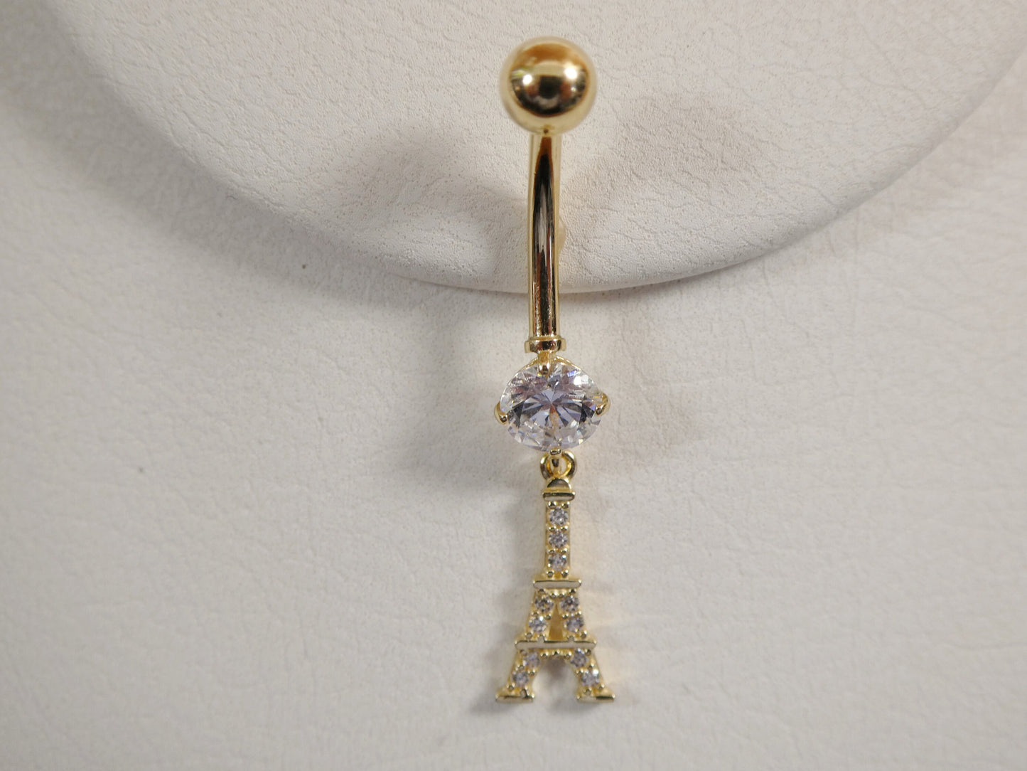 14k real solid yellow gold Eiffel tower belly button ring piercing