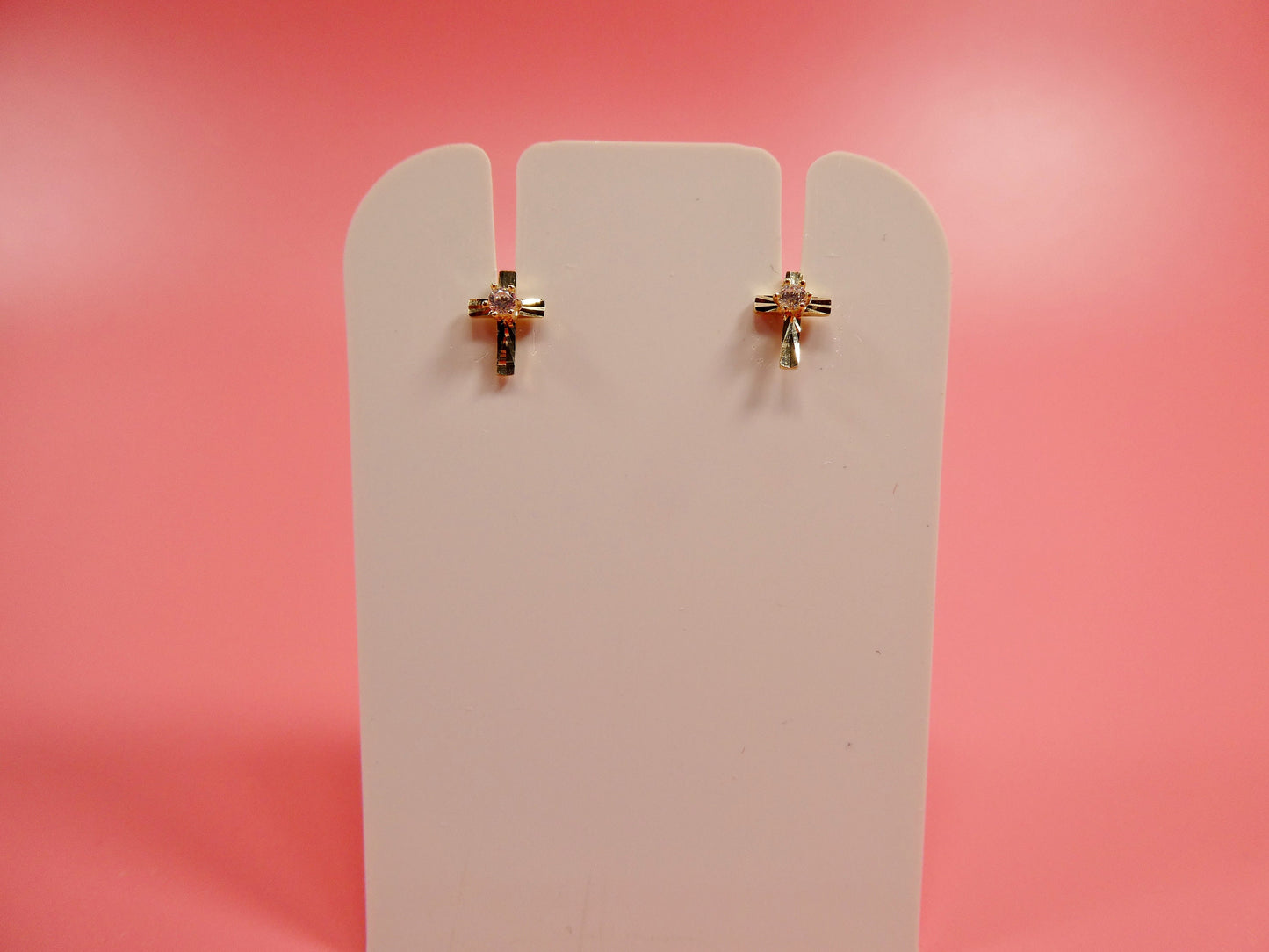 10k real solid yellow gold cross push post earrings