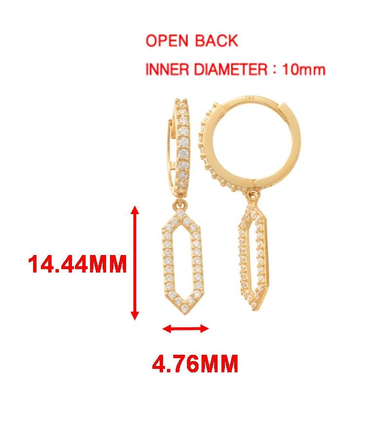 real 10k solid yellow gold paperclip dropping earrings