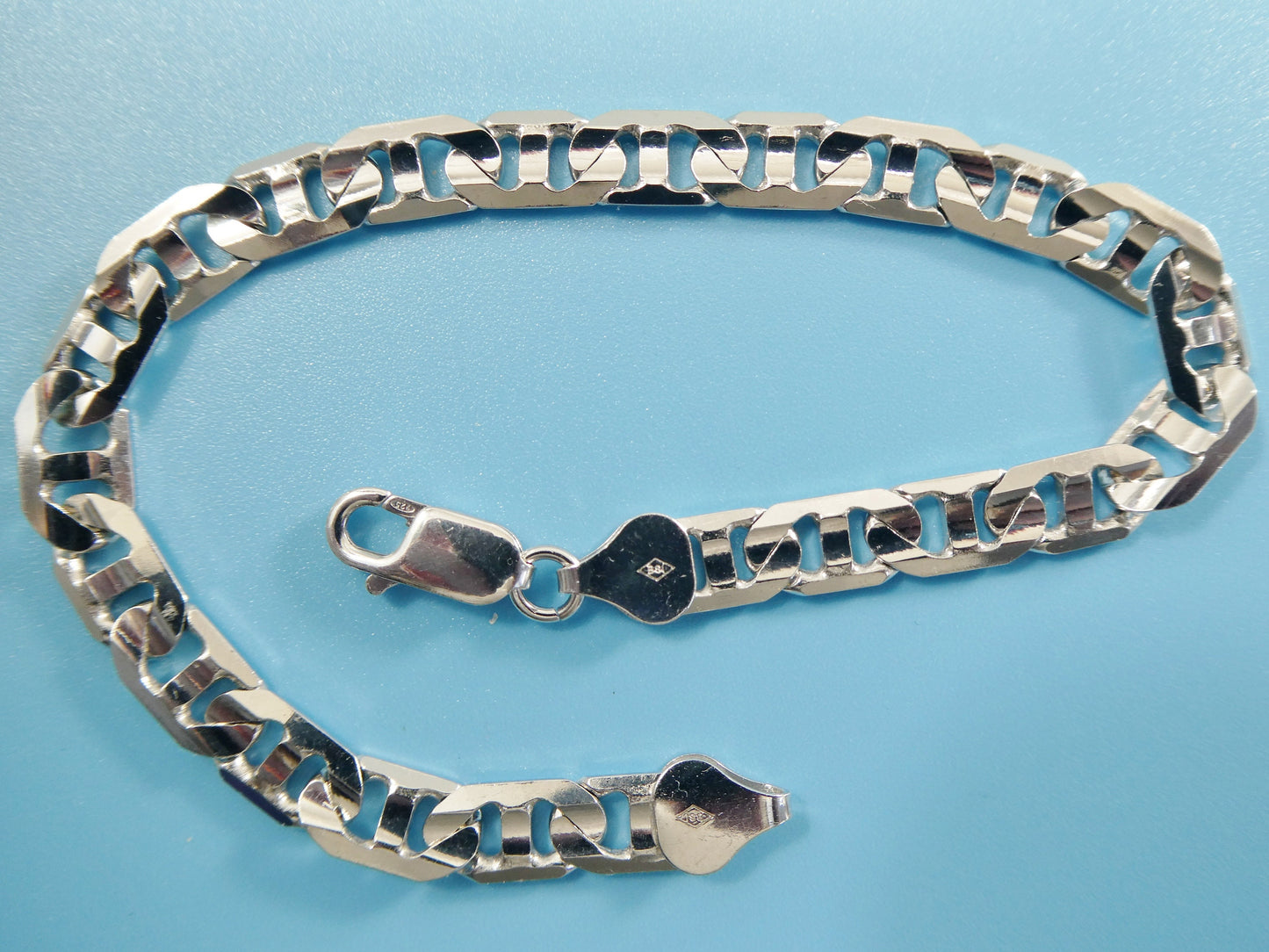 6mm real solid mariner link solid 925 sterling silver men bracelet lobster lock