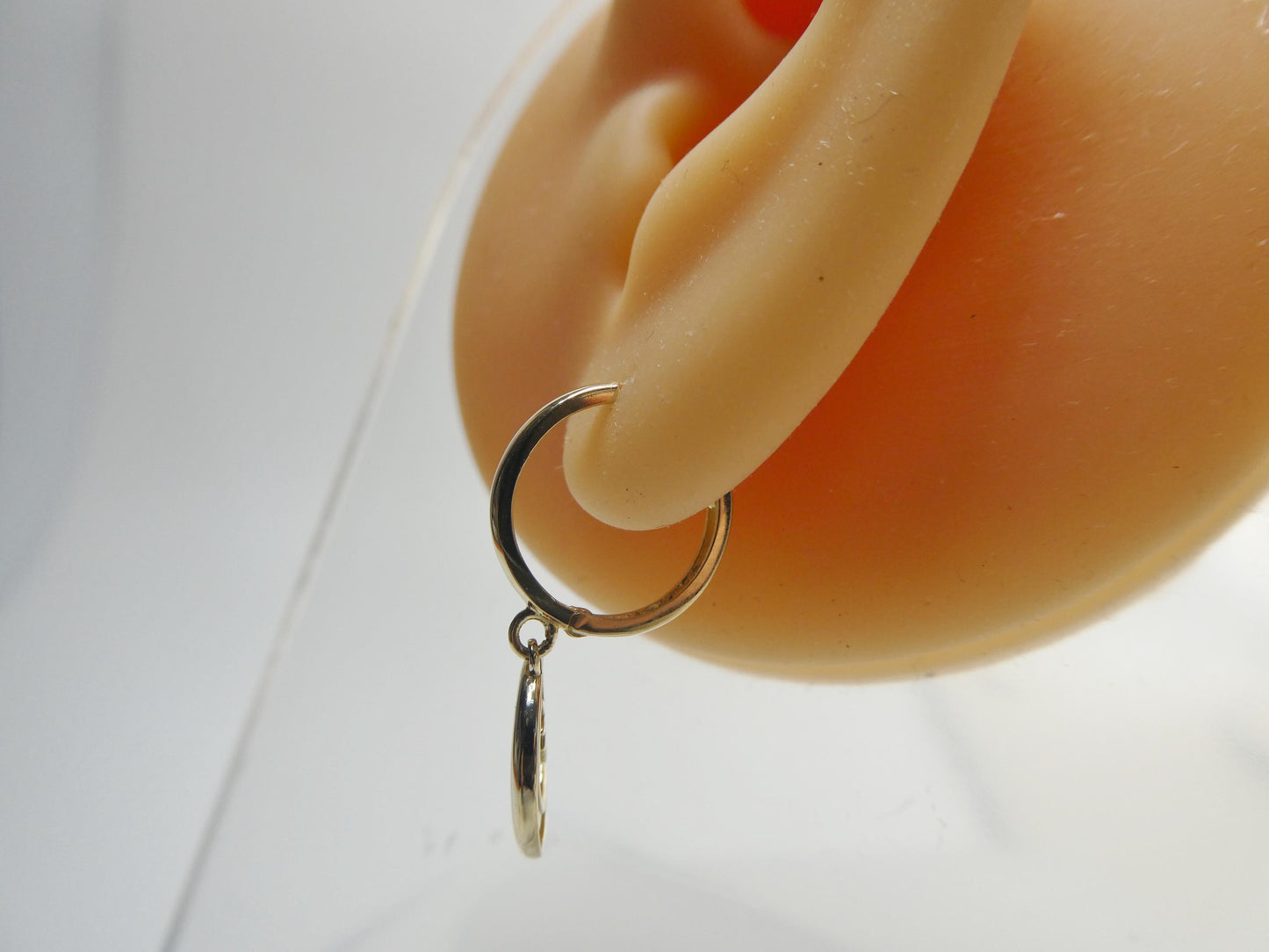 real 10k solid yellow gold designer moon and star hoop huggie earrings