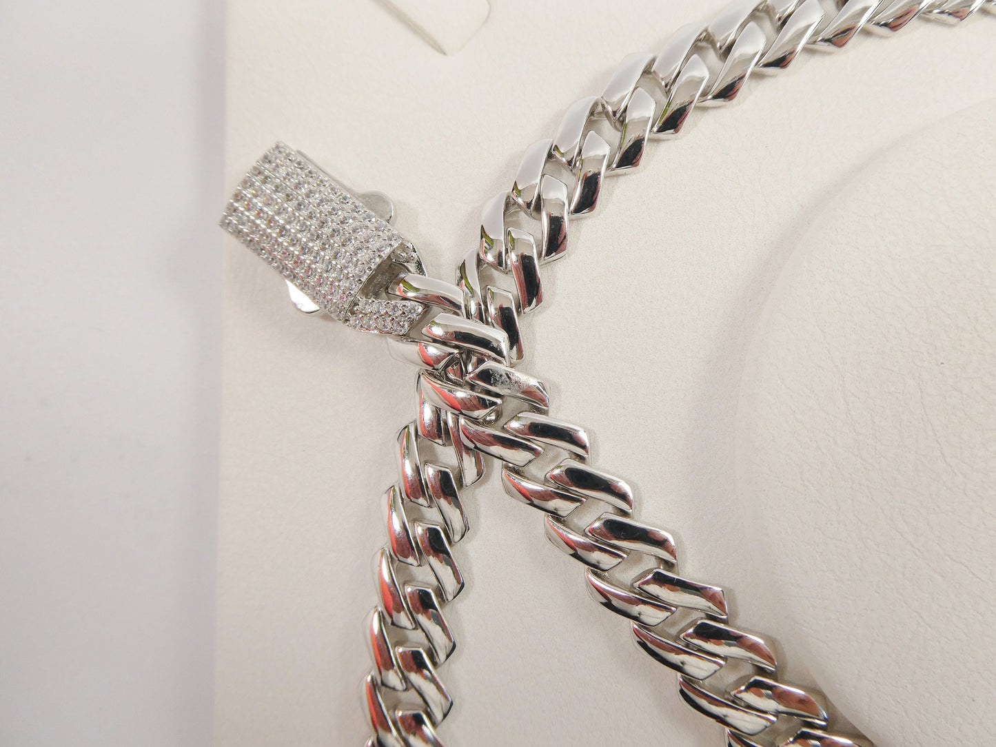 14k white gold color tone Monaco set necklace and bracelet over real 925 sterling silver