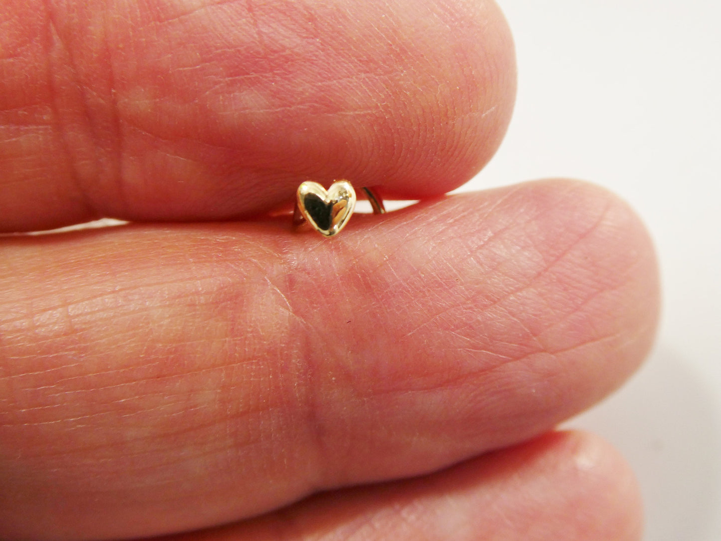 14k real solid yellow gold twist shape heart nose ring