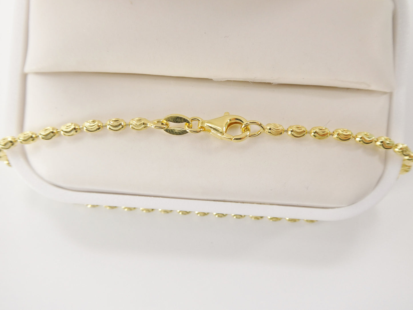 Real 925 sterling silver 7 inch bead bracelet 14k yellow gold finish