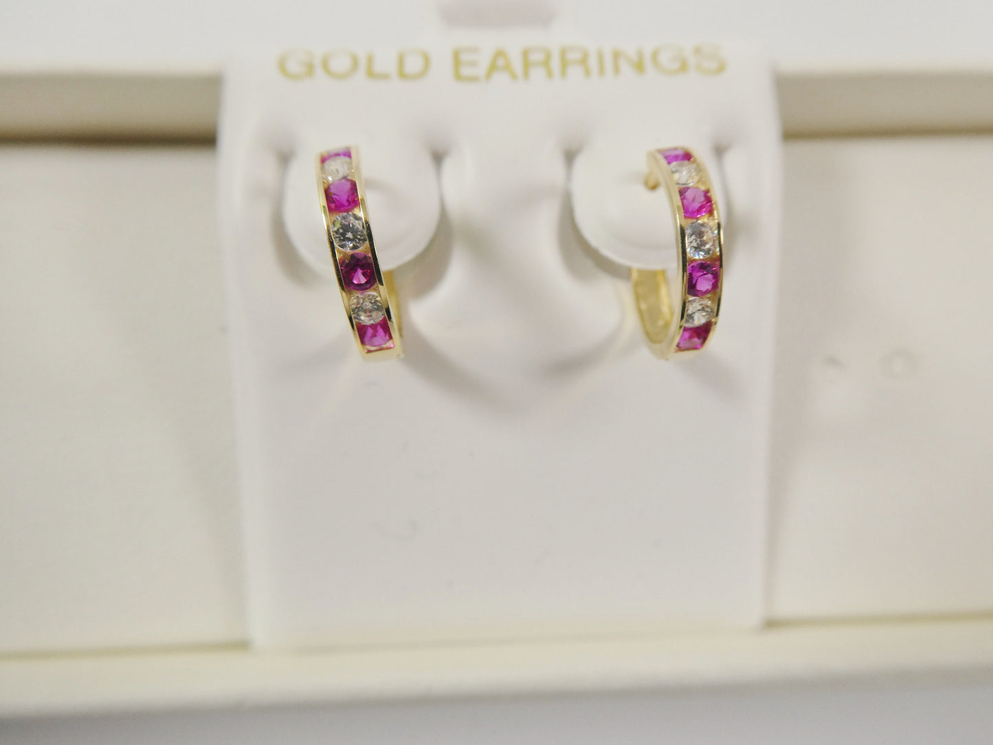 real 10k solid yellow gold 13mm prong setting huggie hoop earrings