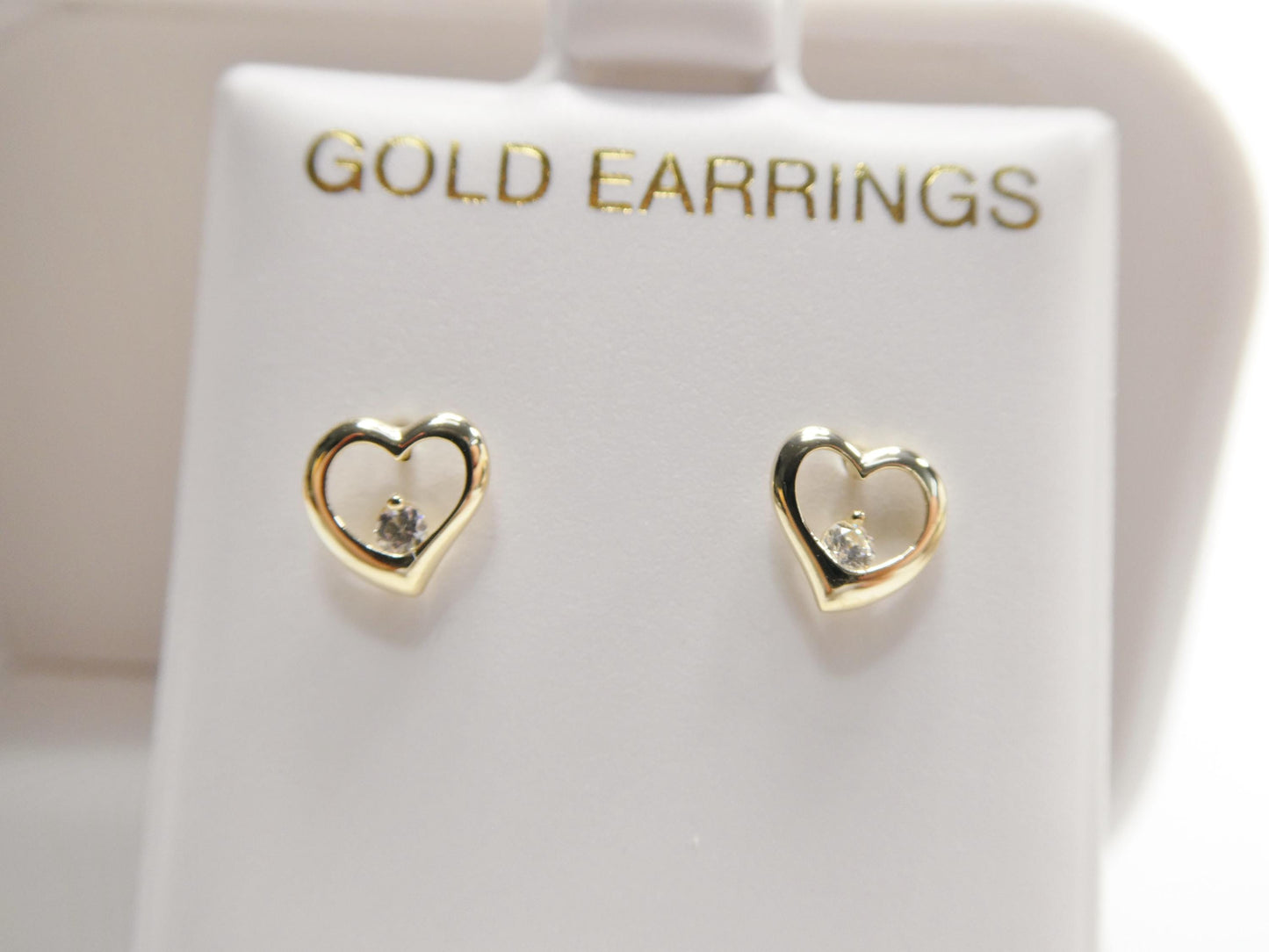 real 10k solid yellow gold heart push post earrings