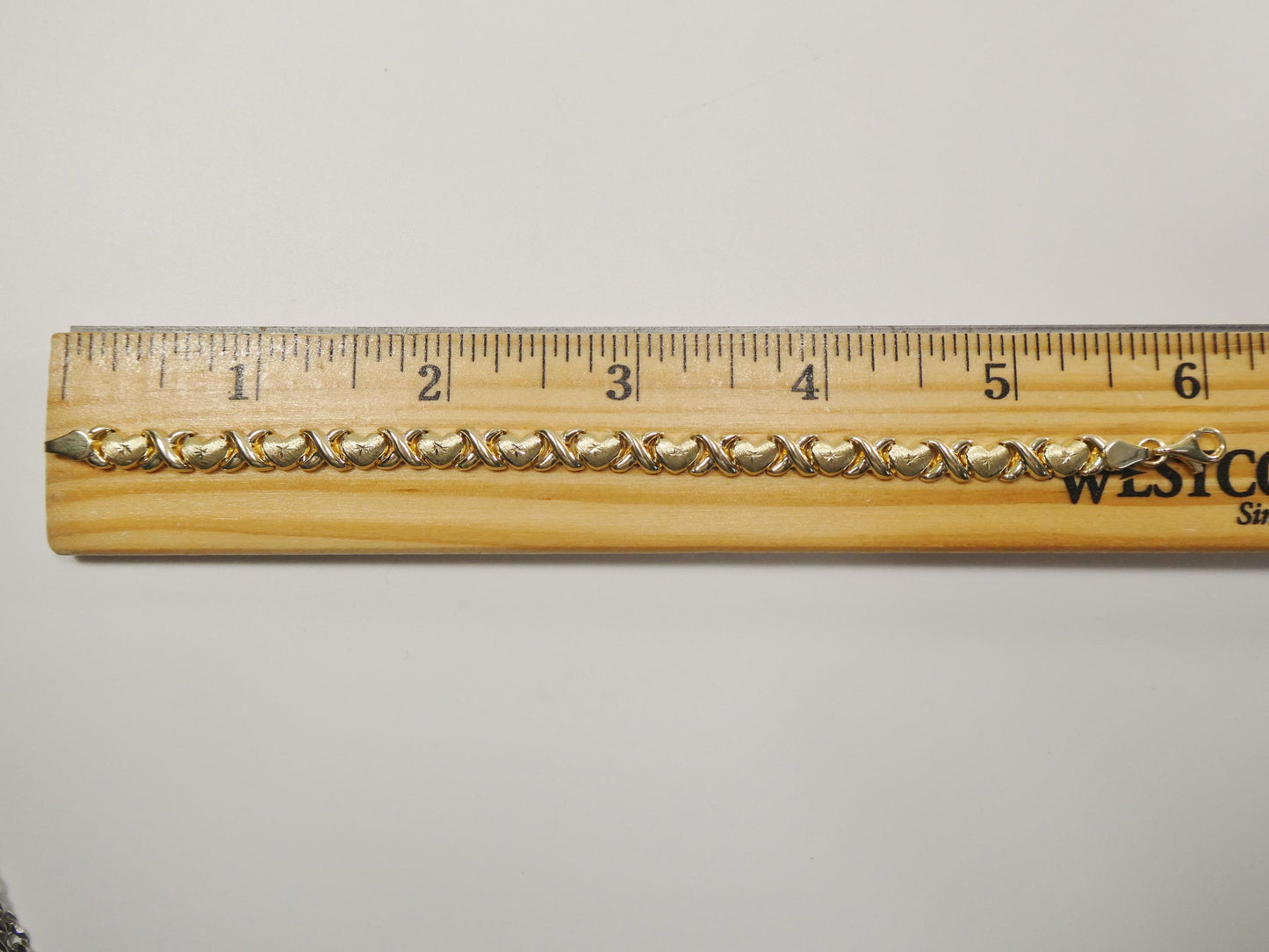 real 10k solid yellow gold 6 inch children/women xo heart bracelet