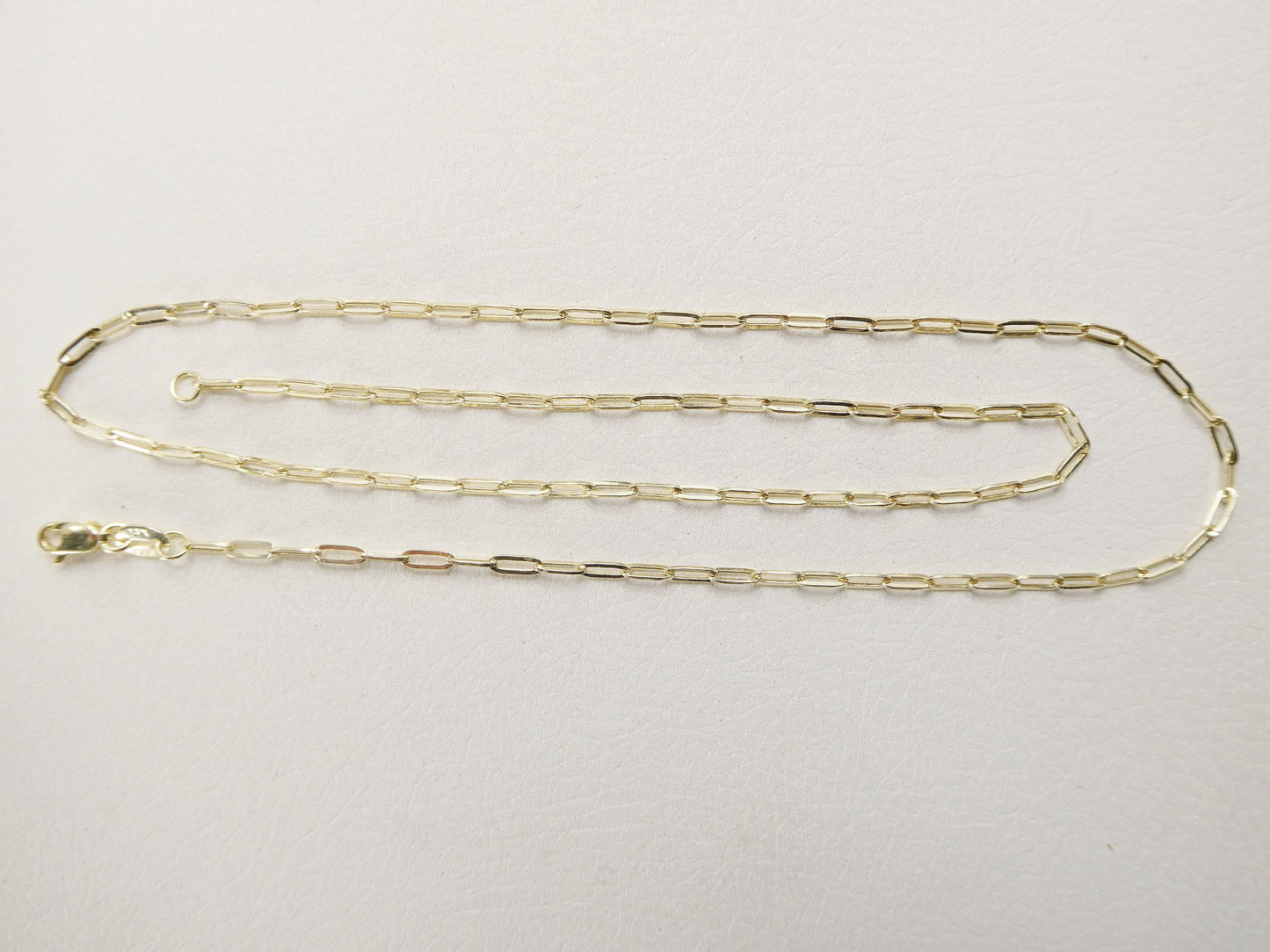 14k real solid yellow gold tiny small 2mm paperclip chain necklace