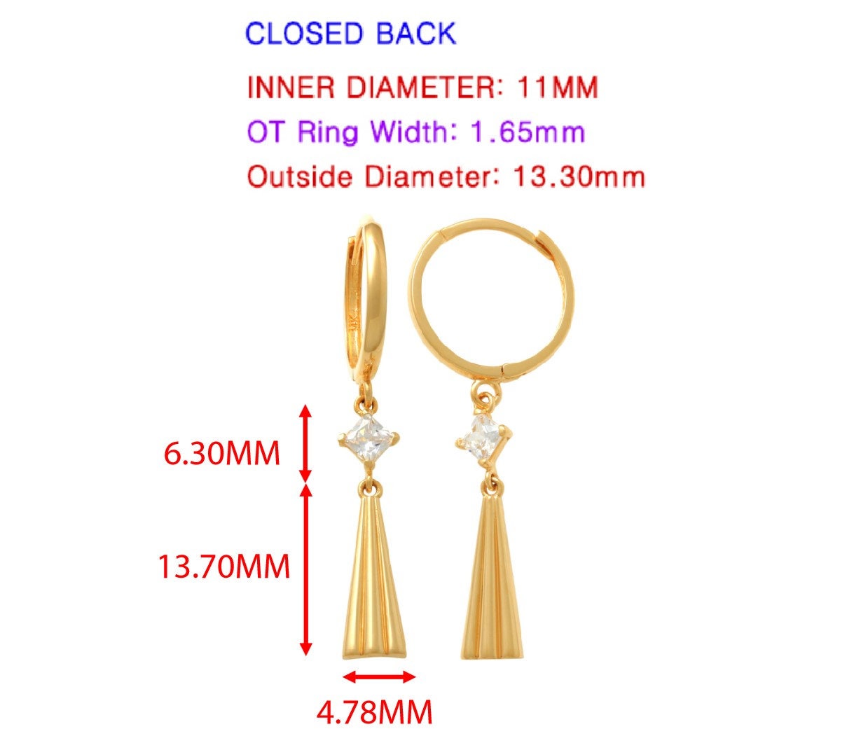 real 10k solid yellow gold teardrop hoop huggie earrings