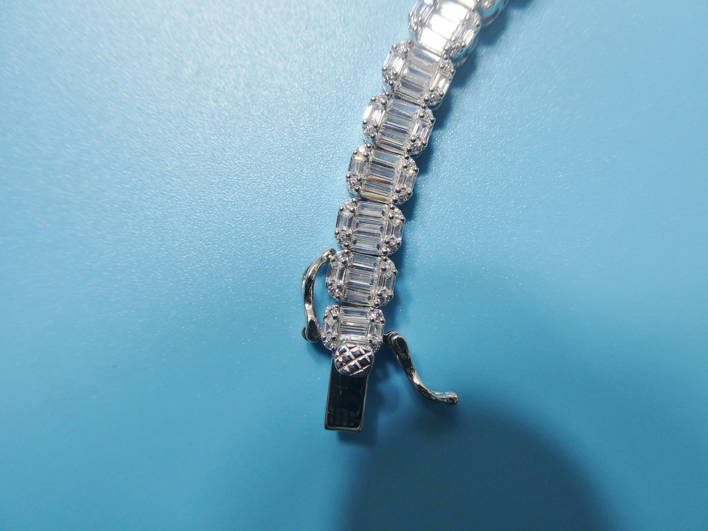 real 925 sterling silver tennis baguette 7 inch bracelet