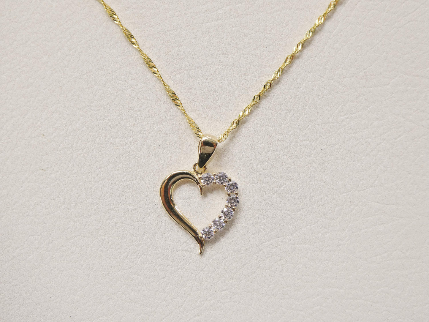 10k real solid yellow gold 16 inch chain and heart pendent set