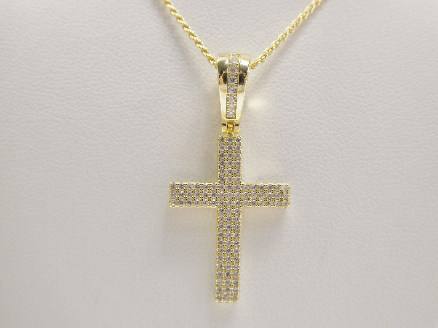 real 925 sterling silver 14k yellow / silver color 18 inch robe chain and cross pendent