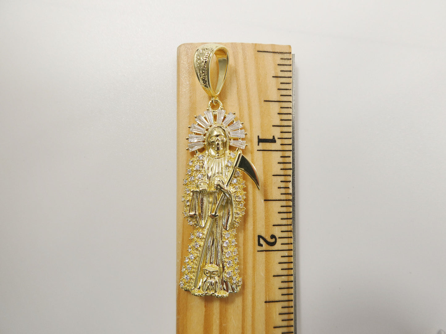 real 925 sterling silver large santa muerte pendent charm