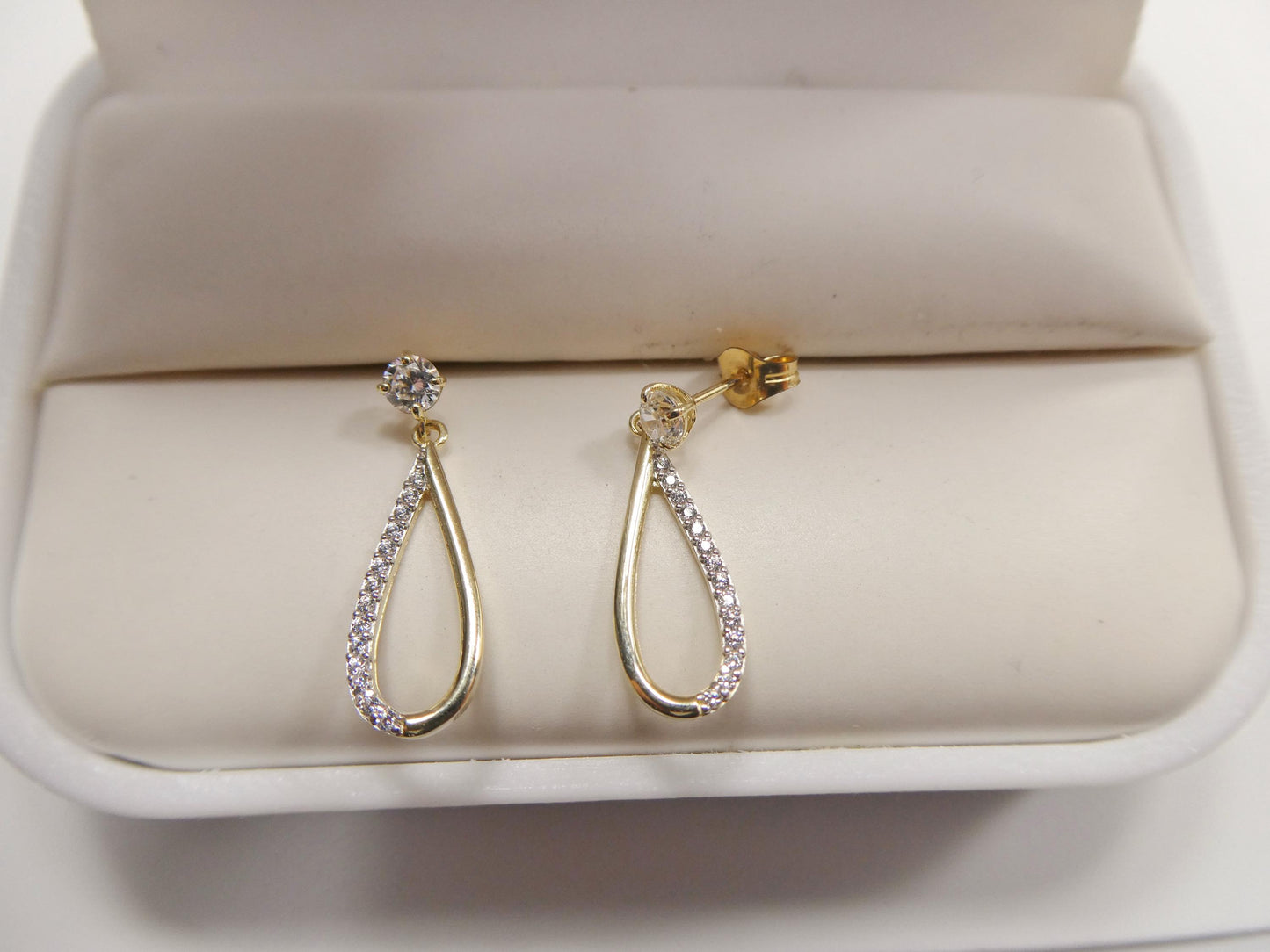 real 10k solid yellow gold oval drop push post earrings