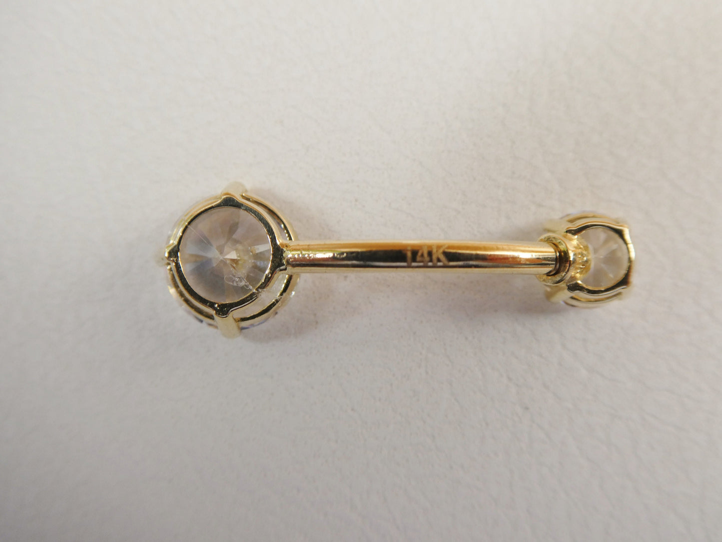 14k real solid yellow gold 7mm stone belly button ring piercing