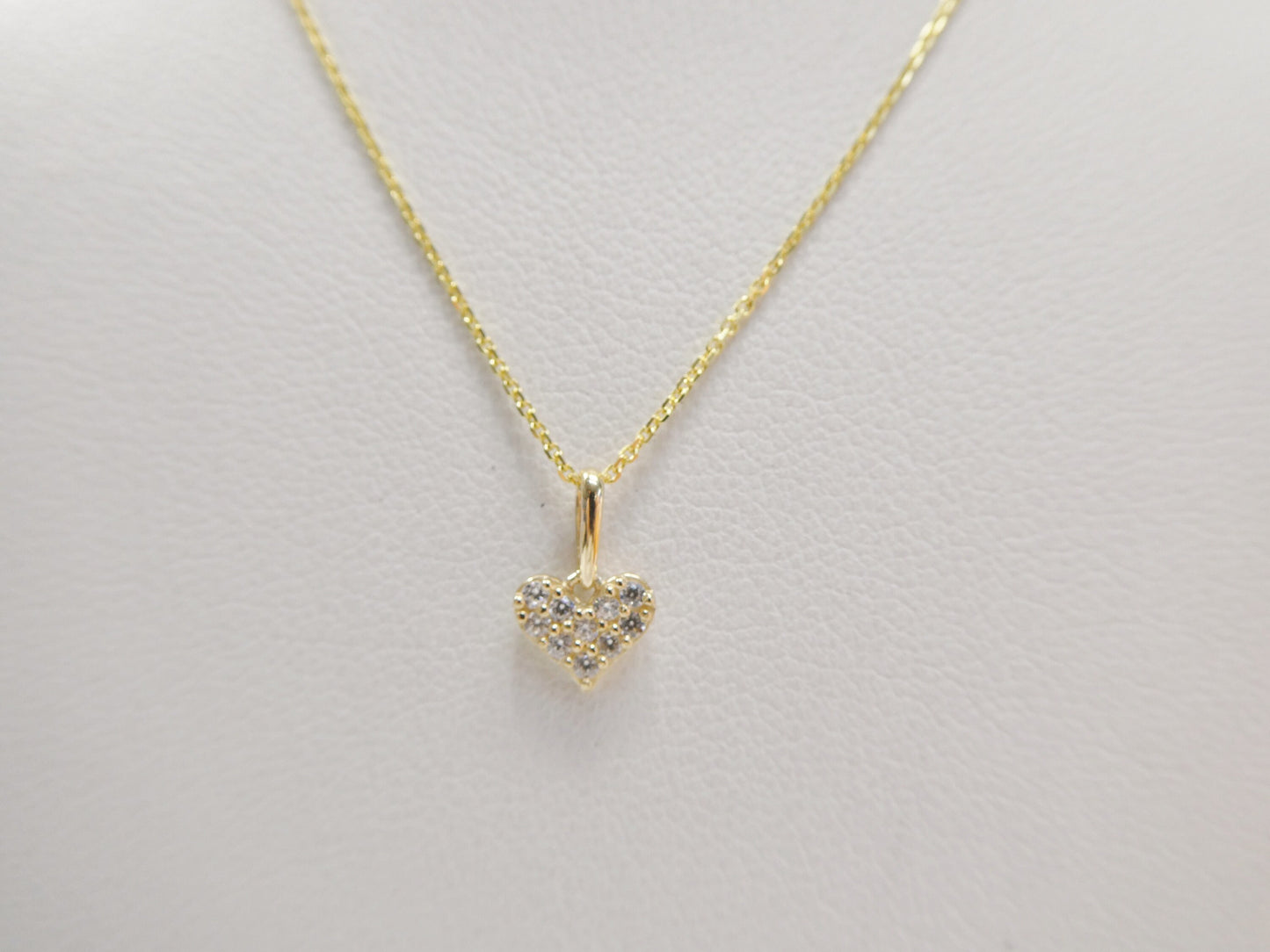 14k real solid yellow gold small heart pendent and cable necklace