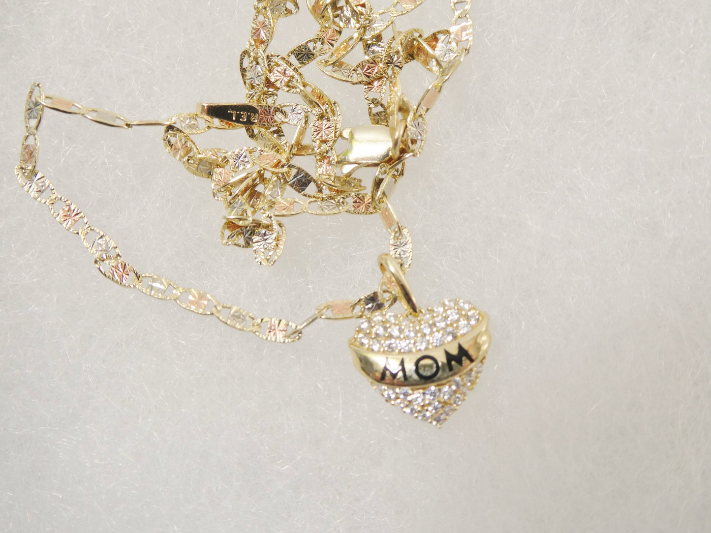 10k real solid yellow gold mom pendent and 16 inch Valentino necklace