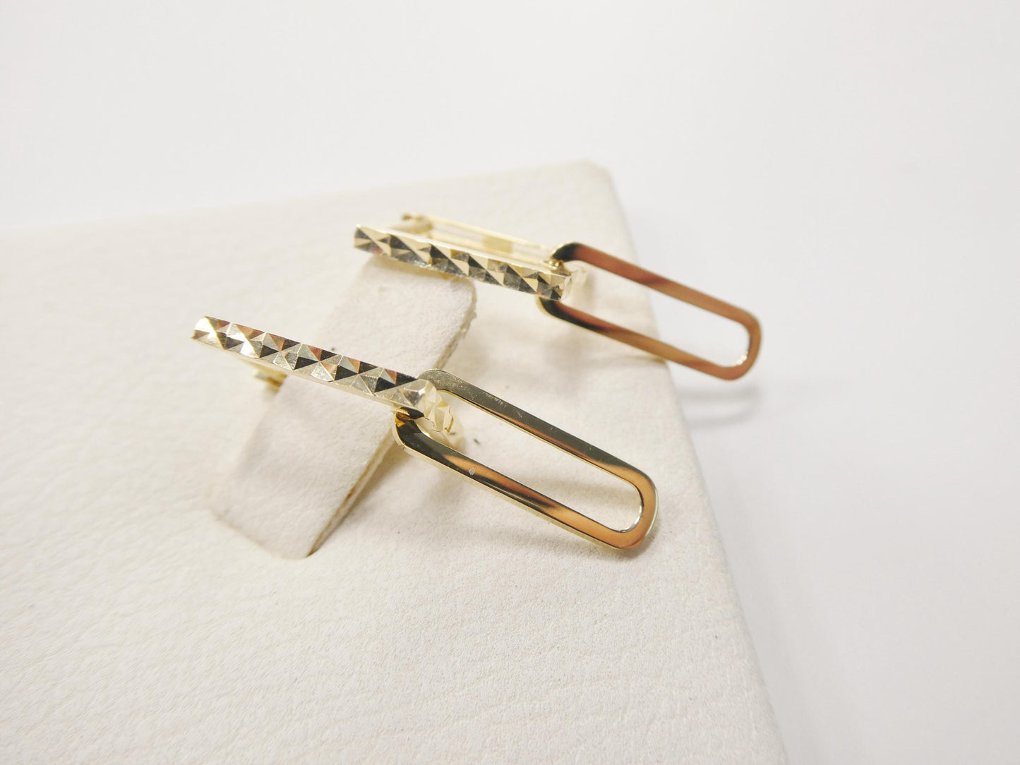 real 10k solid yellow gold designer hoop huggie earrings